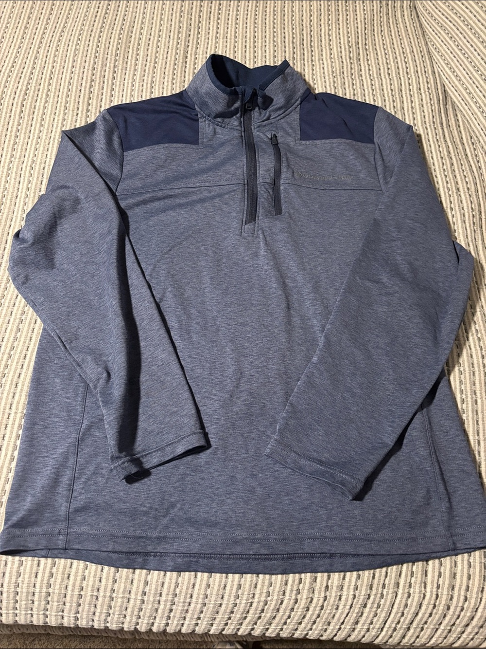 Vineyard Vines Men's Heather Navy Quarter-Zip on-the-go Shep Shirt pullover